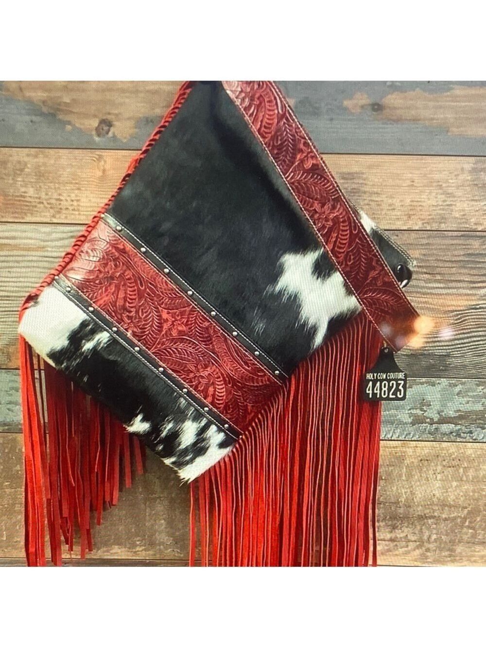 Holy Cow Couture Red and Black Fringe Shoulder/backpack Bag - Picture 2 of 11